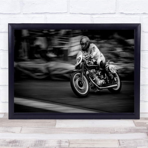 Motorbike Action Sport Helmet Blurry motion Wall Art Print