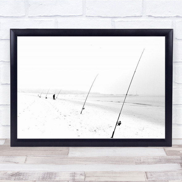 Reasons For Waiting Fishing rods Cold White Wall Art Print