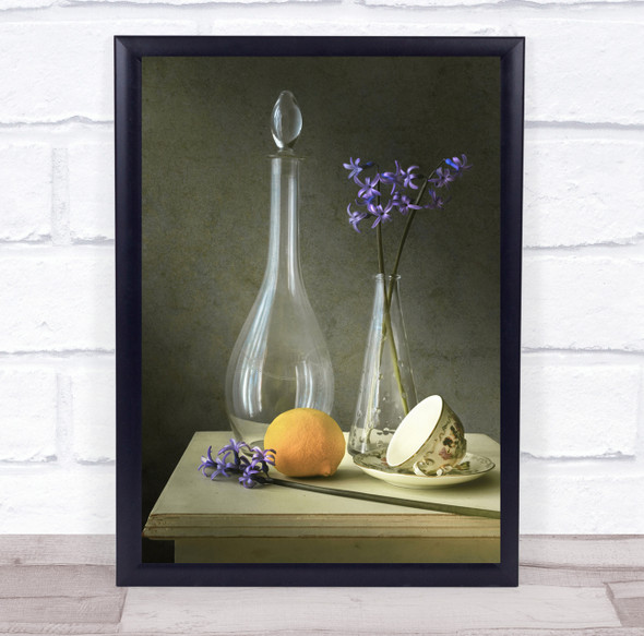 Still Life With Hyacinths glass vase floral Wall Art Print