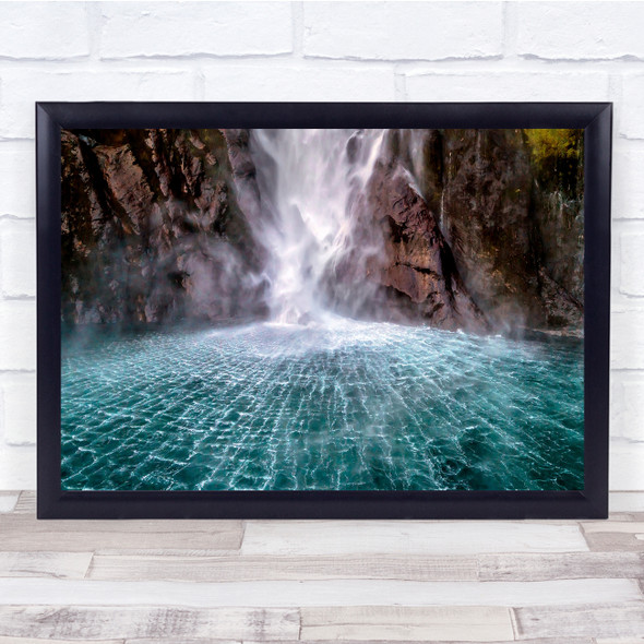 Zhu Stirling waterfalls Along Milford Sound Wall Art Print