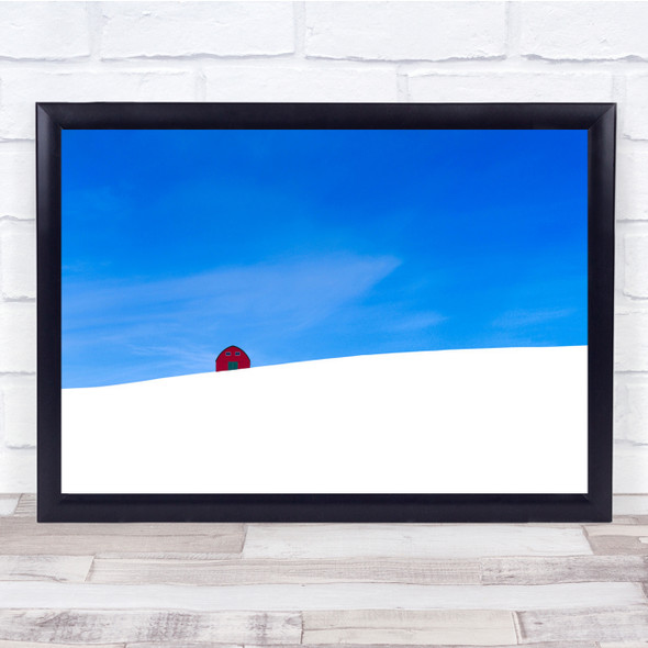 Abstract Snow Sky House Red Farmhouse Barn Wall Art Print