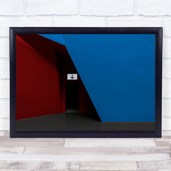 Angled Door Architecture abstract blue red Wall Art Print