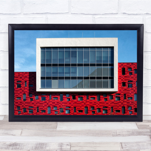Building red windows abstract architecture Wall Art Print