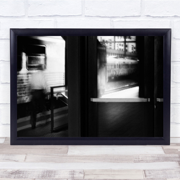 Ghost Train Black & White blurry transport Wall Art Print