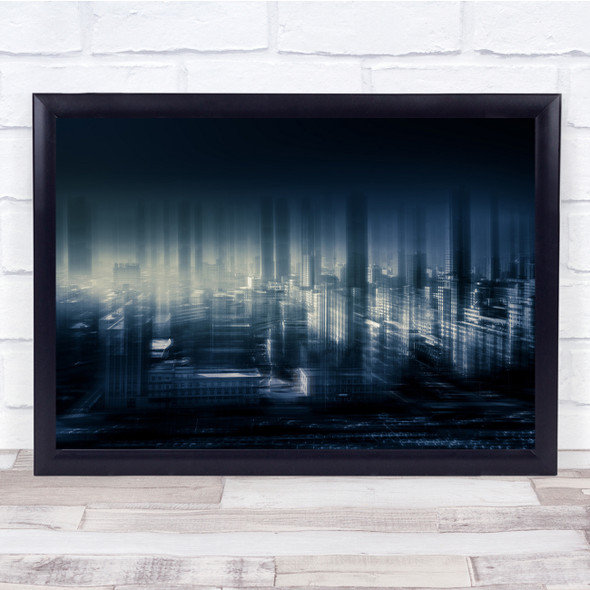 Infinite City blurry skyline blue building Wall Art Print