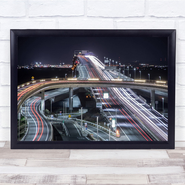 Junction At Sea Motorway car light streaks Wall Art Print