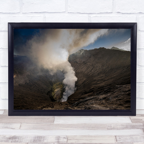 Landscape mountain smoke volcano sky cliff Wall Art Print