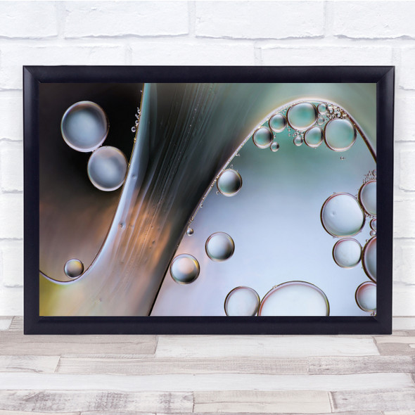 Oil Water Abstract Colour Blue Green Macro Wall Art Print