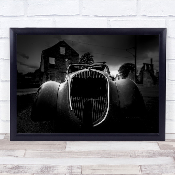 Oradour Car Black White War History Horror Wall Art Print