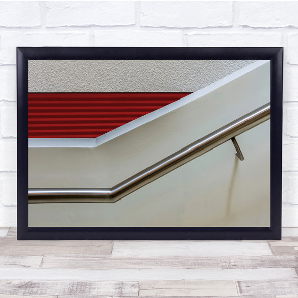 Staircase Abstract Hand Rail White and Red Wall Art Print