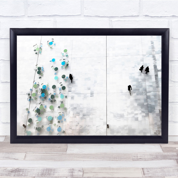 white minimal aerial view table green blue Wall Art Print