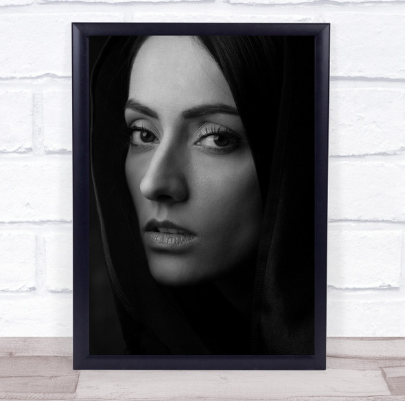 Black and white close up stare expression Wall Art Print