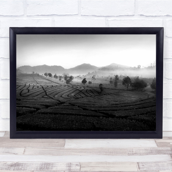 Countryside Farming Rural Fog Trees Hills Wall Art Print