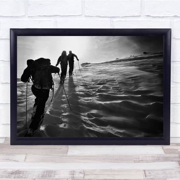 Into The Light expedition man hiking snow Wall Art Print