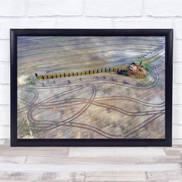 Landscape Field tracks house alone lonely Wall Art Print