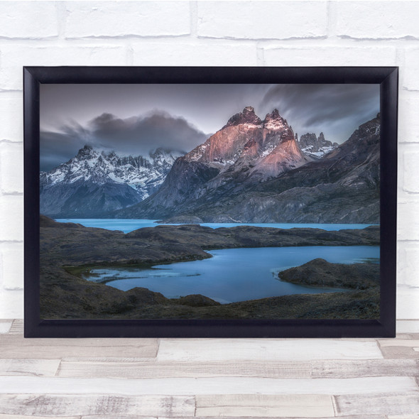 Landscapes Mountains Water Cuernos Towers Wall Art Print