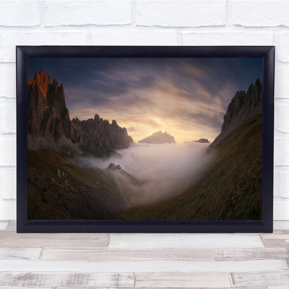 Mountain Clouds Valley Landscape Dawn Fog Wall Art Print