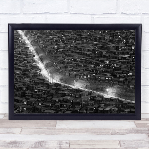 Road Way Village Buddhism black and white Wall Art Print