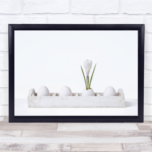 white minimal Plant Eggs Still life tulip Wall Art Print