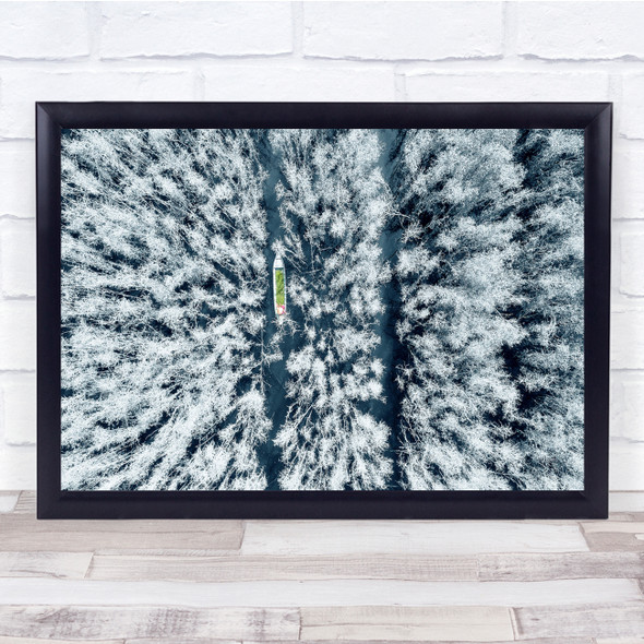 Aerial view white trees landscape forest Wall Art Print