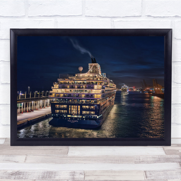 Cruise Ship Night Spain light reflection Wall Art Print