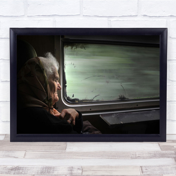 Dreams Travel Life old woman sleep train Wall Art Print