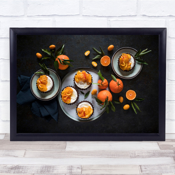 Food fruit Citrus Tartlets plates orange Wall Art Print