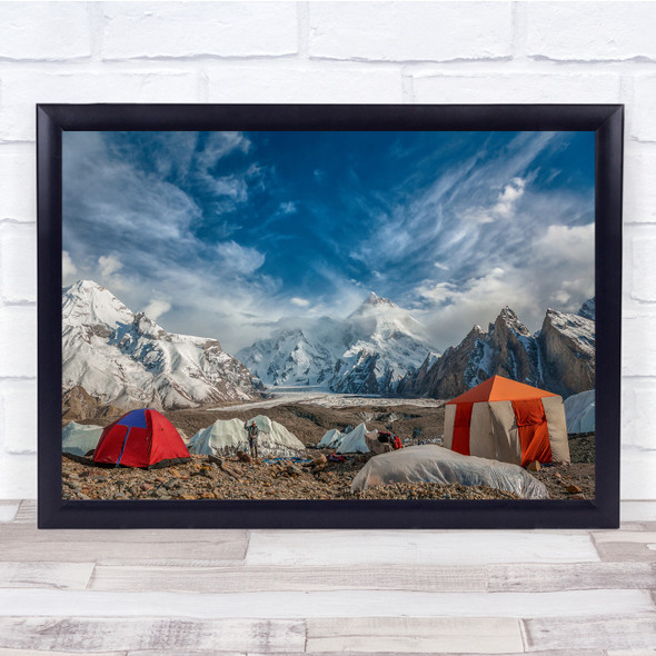 Masherbrum Peak Adventure Mountains Tent Wall Art Print