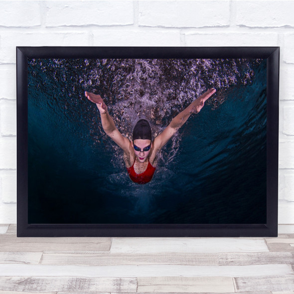 Pretty Fly Woman swimmer dive underwater Wall Art Print