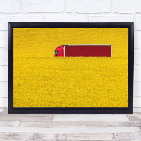 Red Yellow Truck Flowers Summer Spring r Wall Art Print