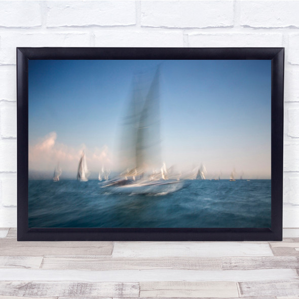 Sailing Sea Boats boats and sails blurry Wall Art Print