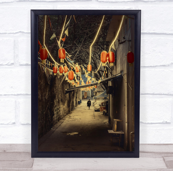 Street Alley Asia Lamp Lamps Asian Night Wall Art Print