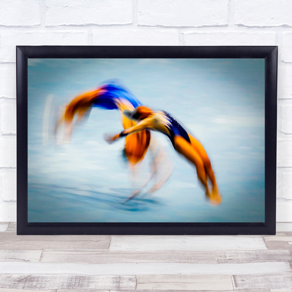 Swimming diving motion blur water sports Wall Art Print