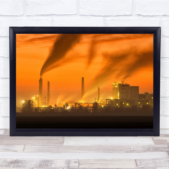 Architecture Industrial Sunset Chimneys Wall Art Print