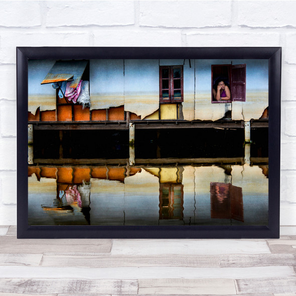 Imbalance building reflection lifestyle Wall Art Print