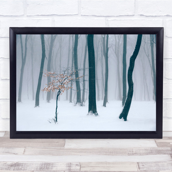 landscape forest bare trees winter snow Wall Art Print