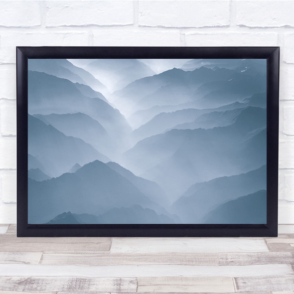 Layers Abstract Soft Blue Fog landscape Wall Art Print