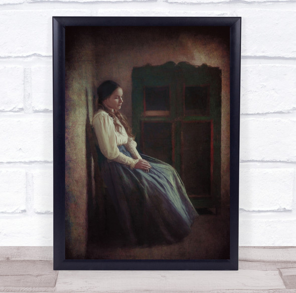 old fashioned blue skirt green wardrobe Wall Art Print