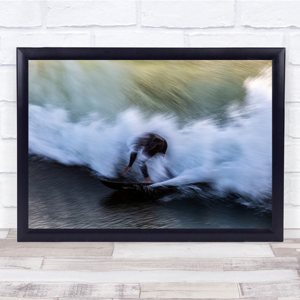 Surfer Action Blurry Motion Ocean Water Wall Art Print