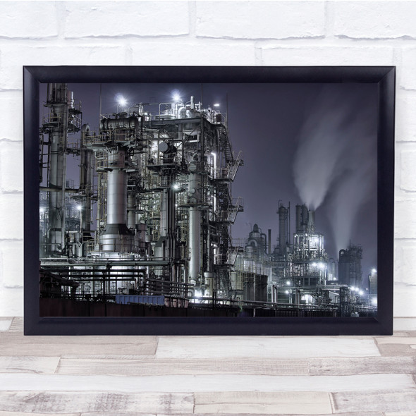 Battleship factory industry night time Wall Art Print