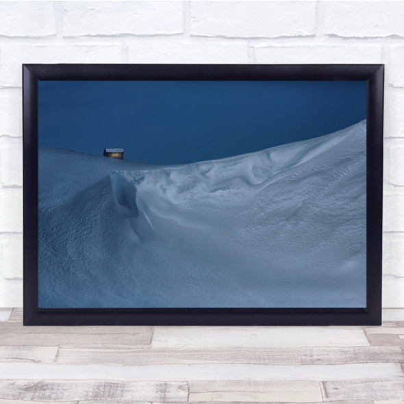 Cold Winter Night snowy mountain house Wall Art Print