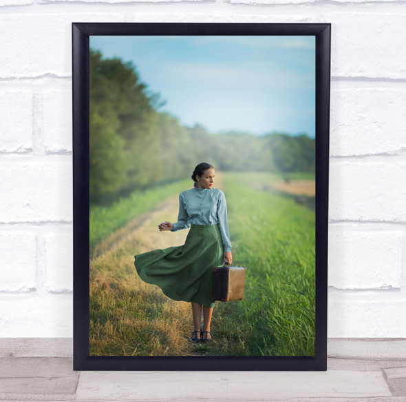 Flying Skirt luggage nature field pose Wall Art Print