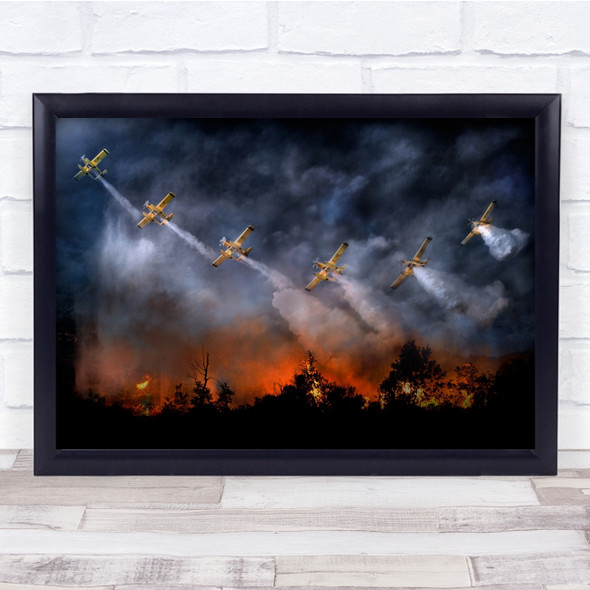 Rescue Firefighters Sky Water Aircraft Wall Art Print