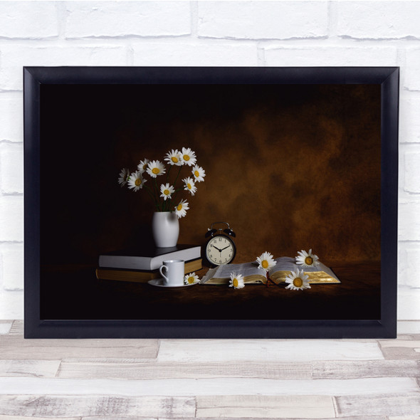 Still Life Flowers Daisy Clock Cup Mug Wall Art Print