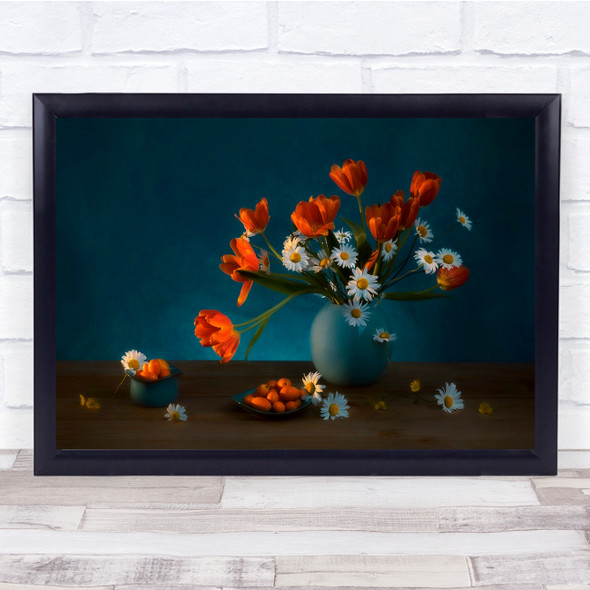 Tulip Daisy Kumquat Still Life Flowers Wall Art Print