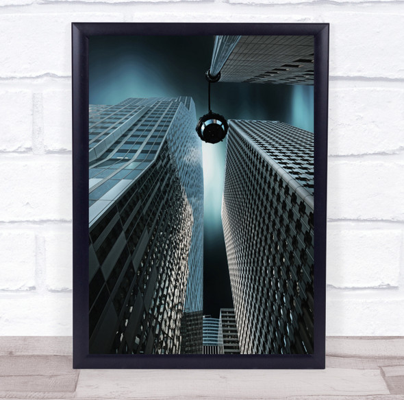 Up shot skyscraper buildings lamp post Wall Art Print