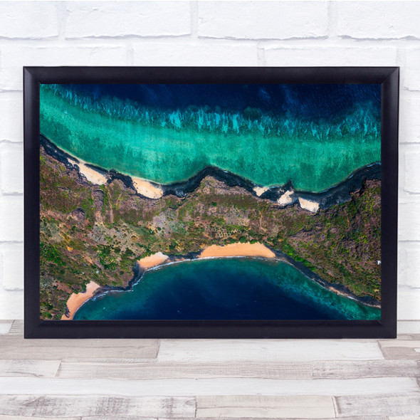 Aerial Island Beach sea Reef seascape Wall Art Print