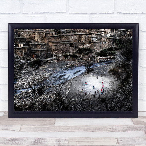 aerial view stone village sports game Wall Art Print