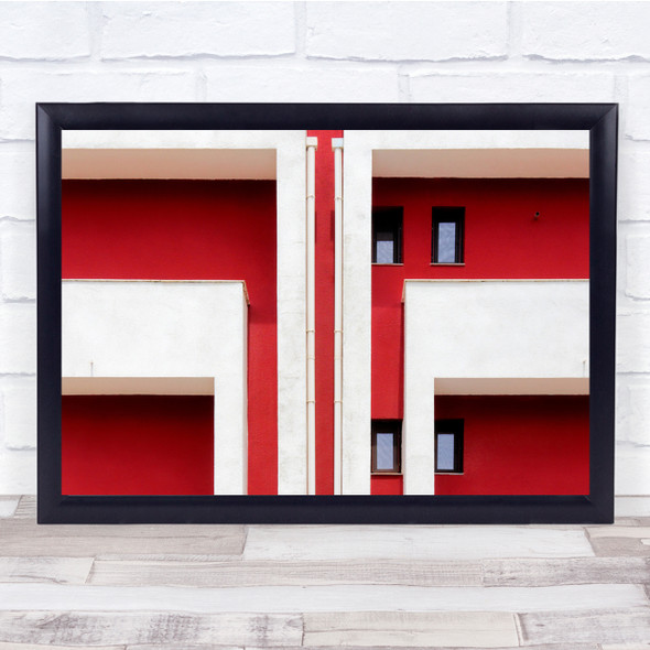 Architecture Red Geometry Shapes Wall Wall Art Print