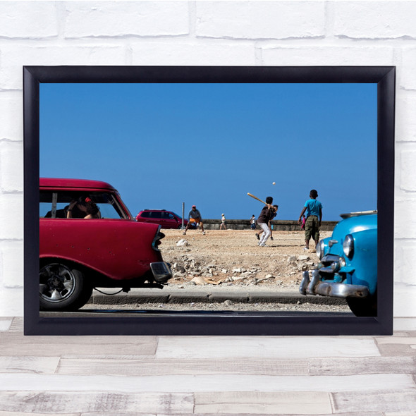 Cuba Havana Baseball Car Road Playing Wall Art Print